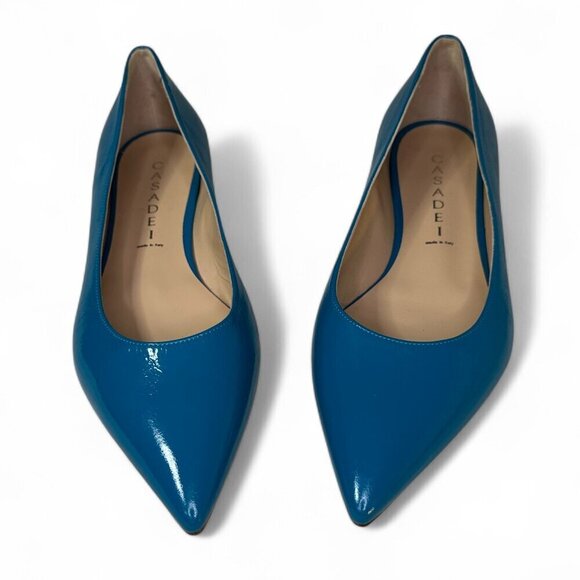 Casadei  Women's Turquiose Leather Pointed Toe Flats EU 36.5 NWOB - Picture 3 of 13